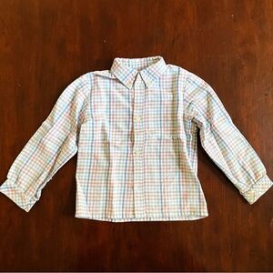 Hummelsheim Vintage 80s Plaid Flannel Little Girls Blouse Size 4T